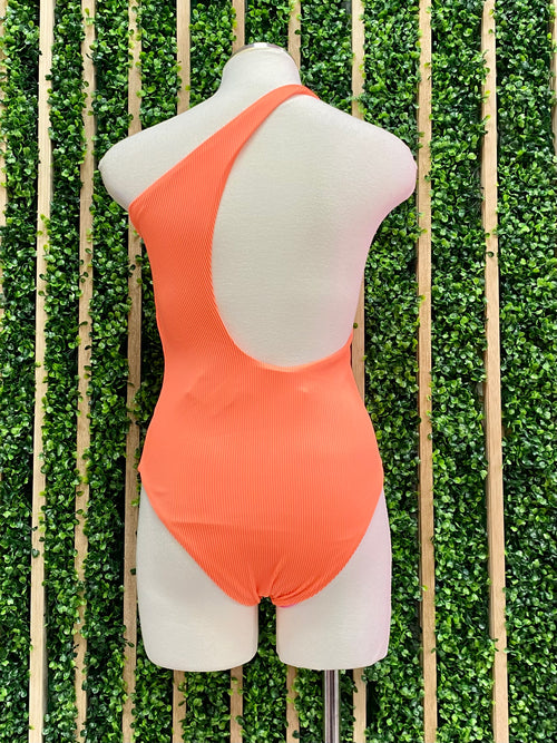 Orange One Shoulder One Piece Swimsuit