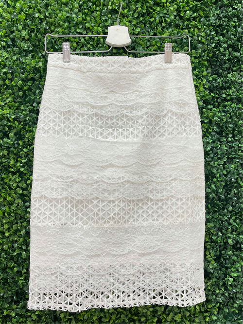 White Lace Pencil Skirt