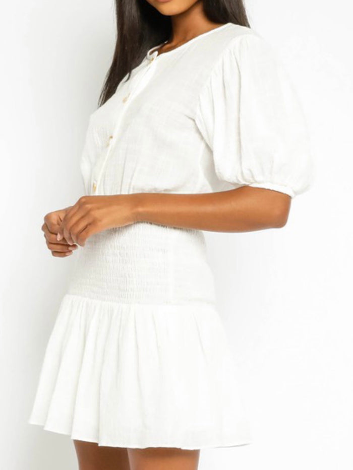 Gauze Button Up Short Dress