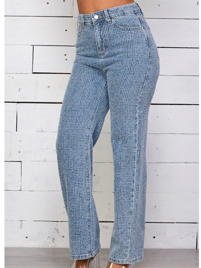 Straight Leg Textured Denim