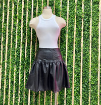 Black PU Flared Mini Skirt