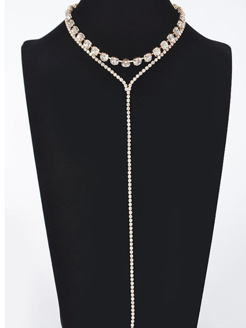 Rhinestone Lariat Double Necklace