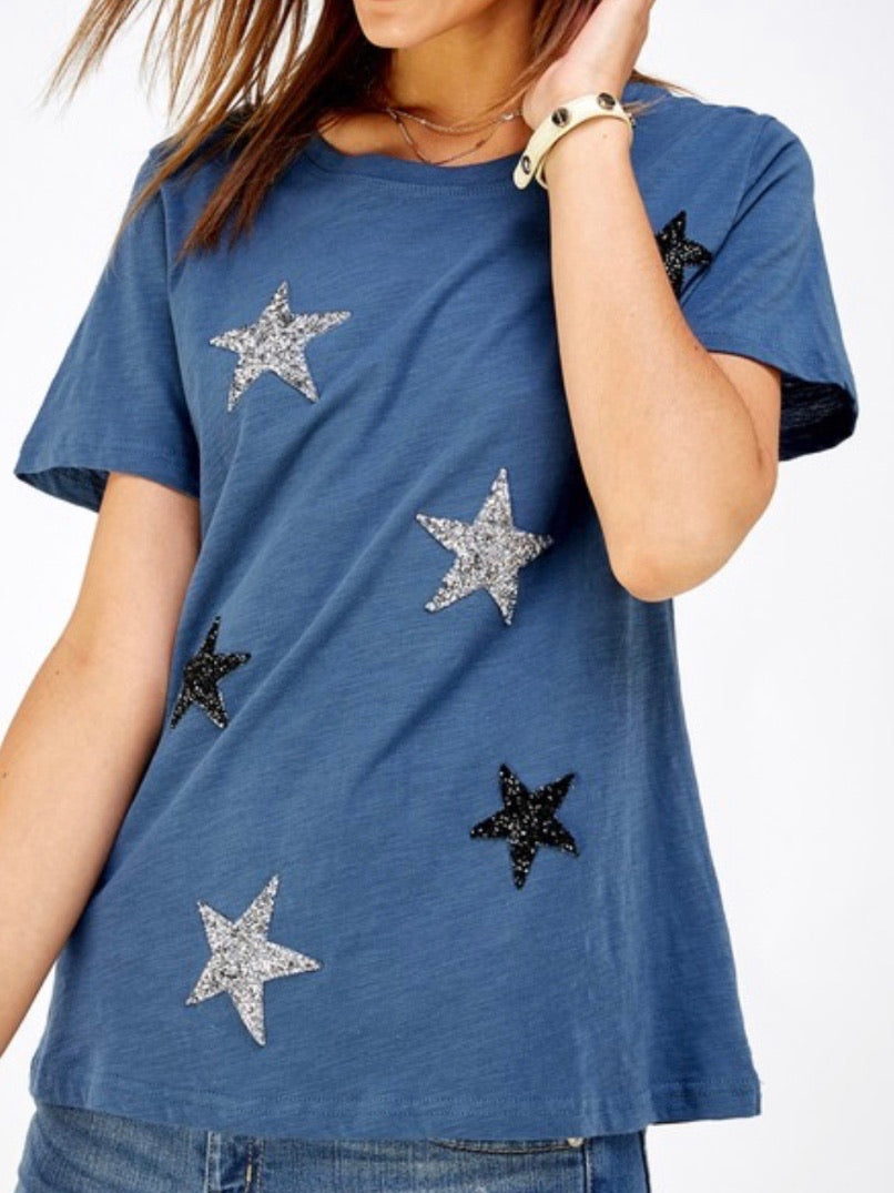 Gliiter Star Patched Top