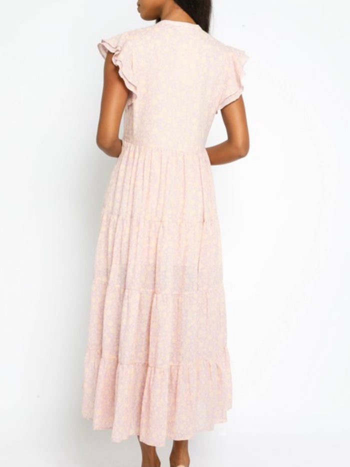 Rose Peach Angel Sleeve Maxi