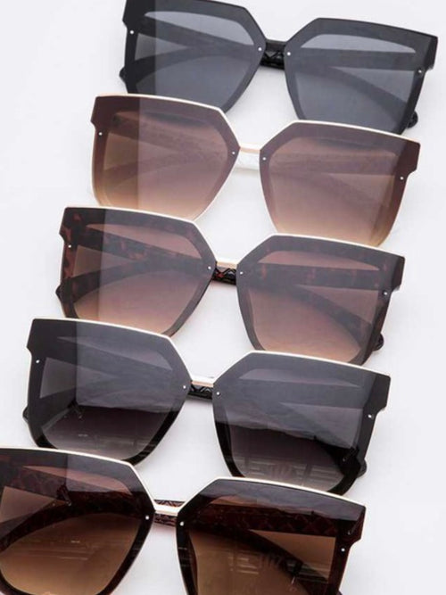 Metal Trim Oversized Squared Sunglasses