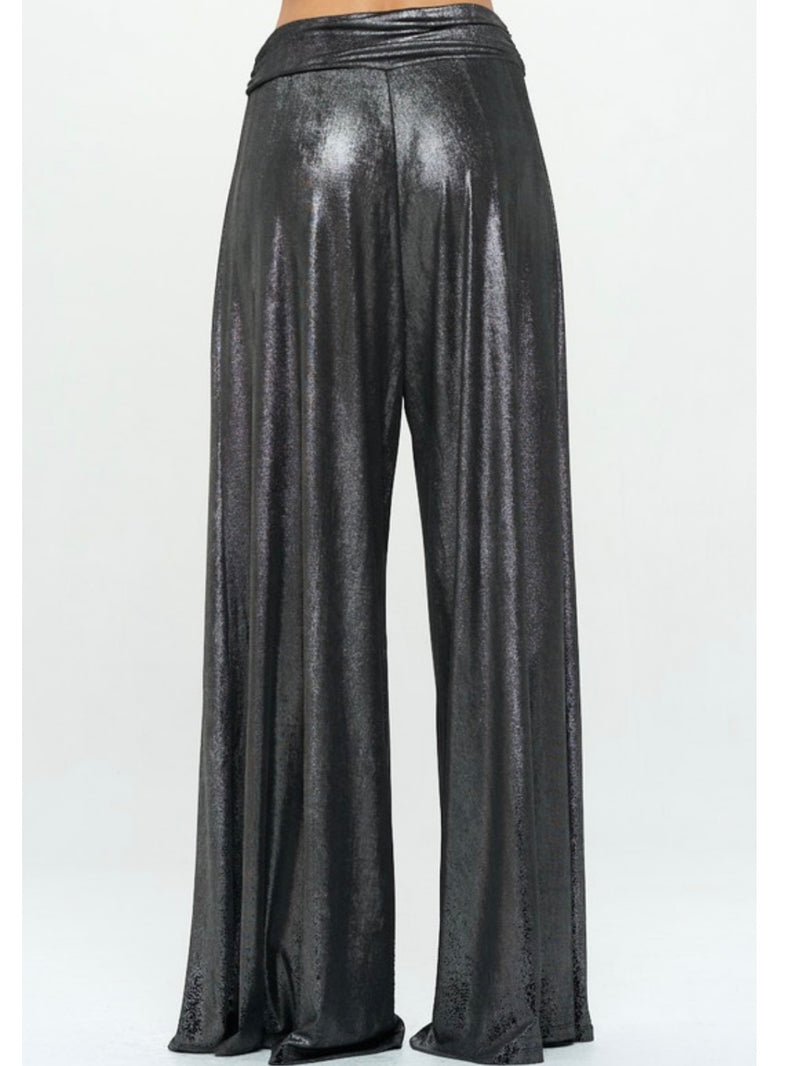 Wide Leg Metallic Pants