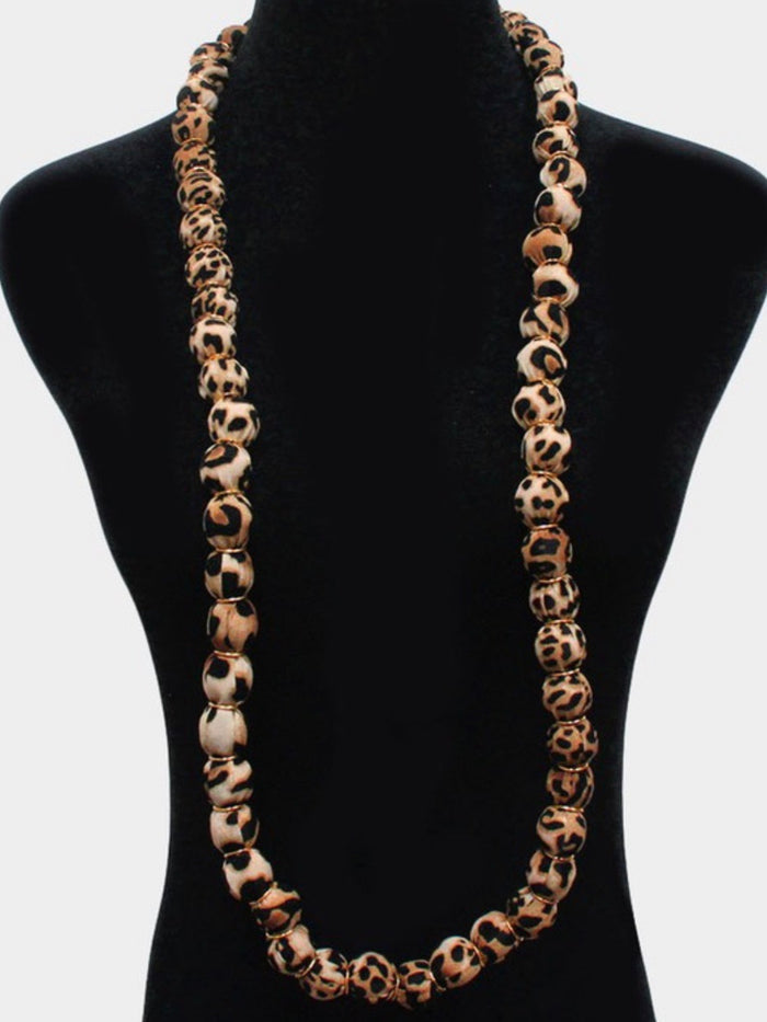 Fabric Animal Print Beads Necklace