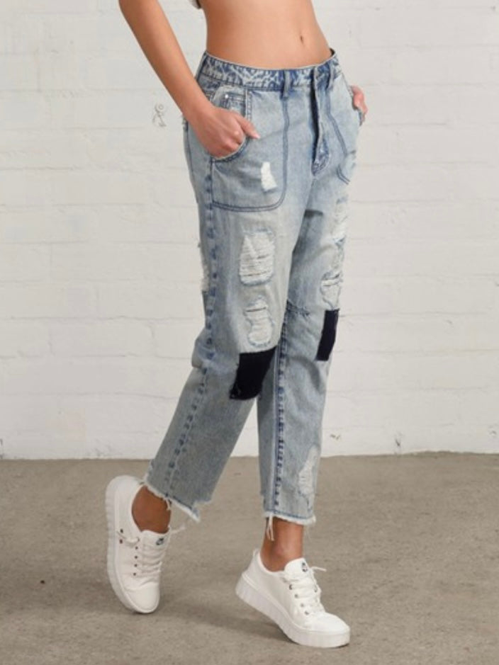 Slouch Patched Jeans