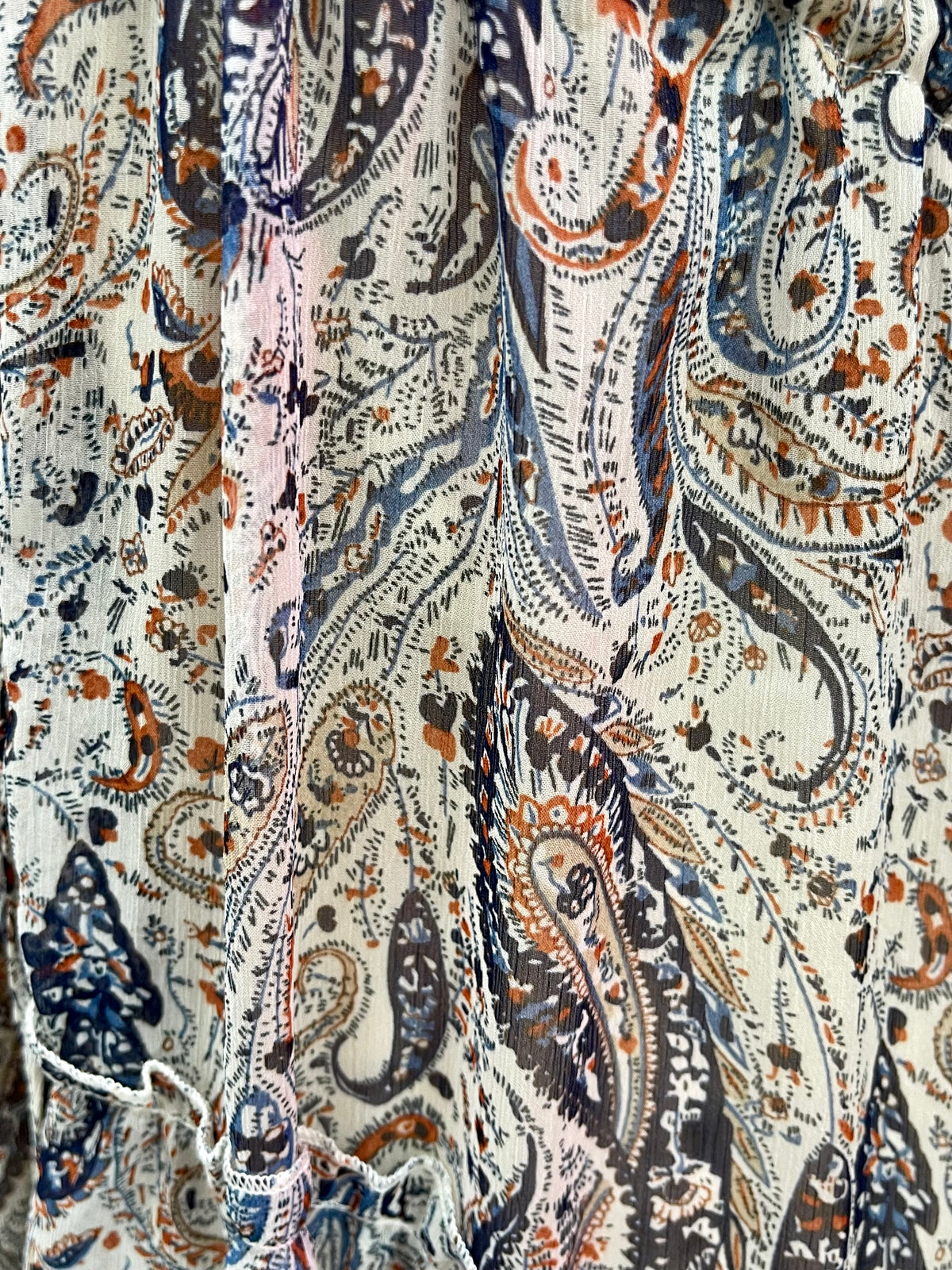 Ivory Blue Paisley Maxi Dress