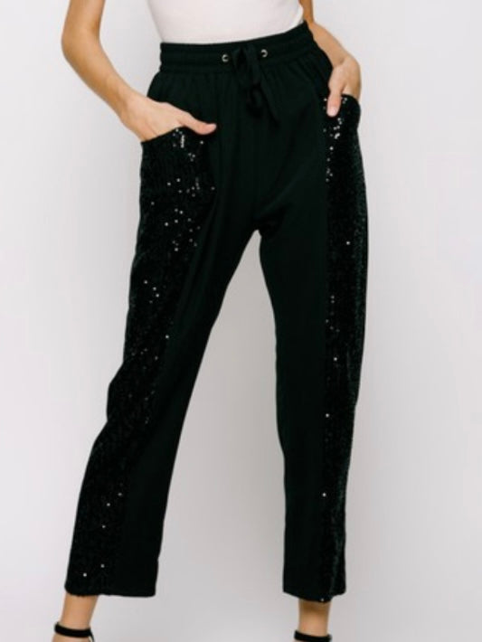 Side Sequin Panel Pant