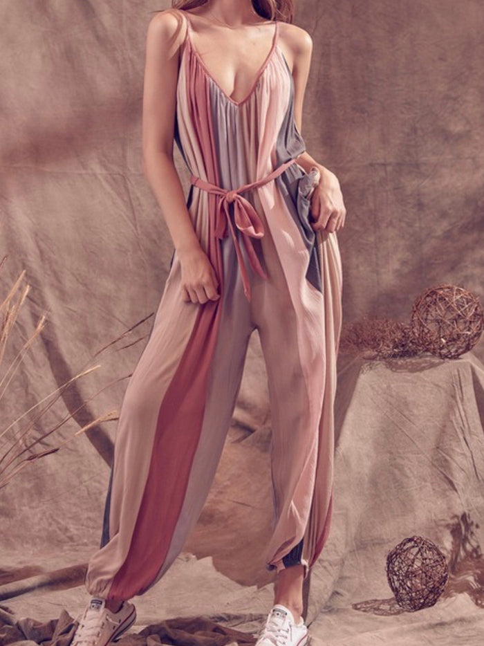Multi Stripe Jogger Jumpsuit