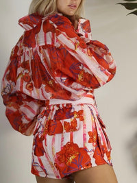 Delicate Red Floral Blouse