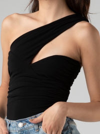 UNique Black One Shoulder Bodysuit