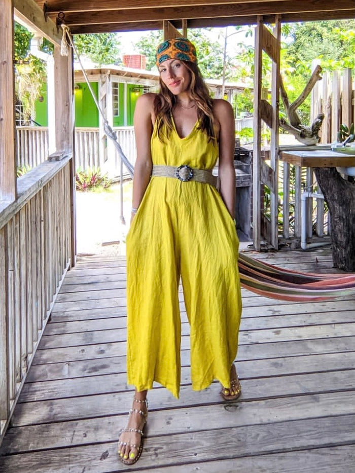 Linen Halter Loose Fit Jumpsuit