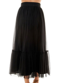 Black Tulle Midi Skirt