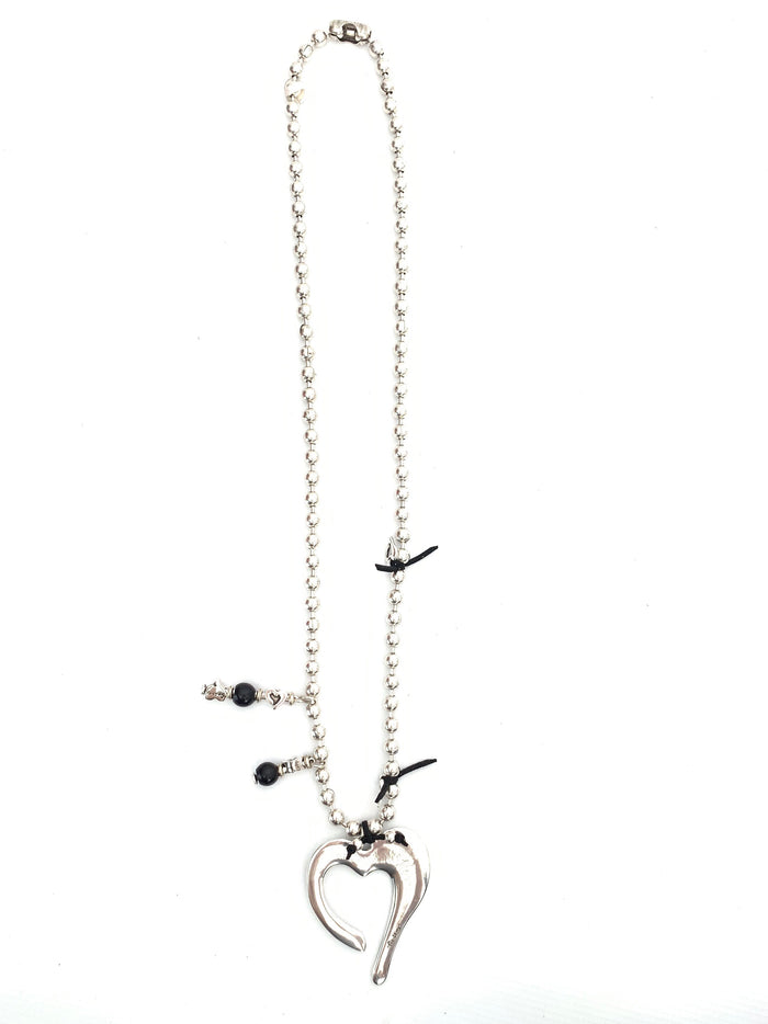 Heart Leather Detail Long Necklace