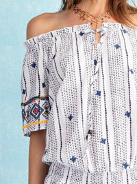 Embroidered Detail Off Shoulder Dress