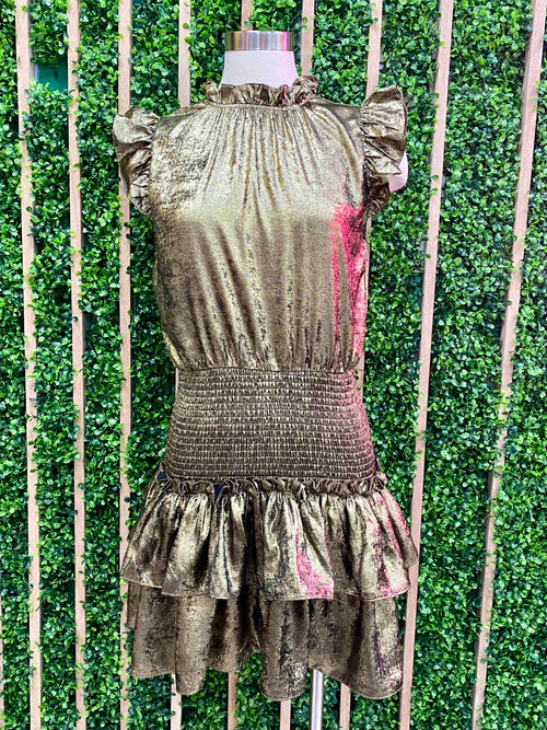 Metallic Smocked Waist Dress