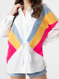 Color Blocked Button Down Blouse