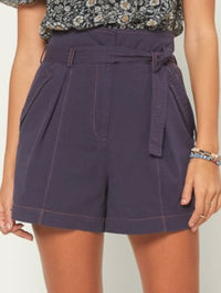 Contrast Stitch High Waist Shorts
