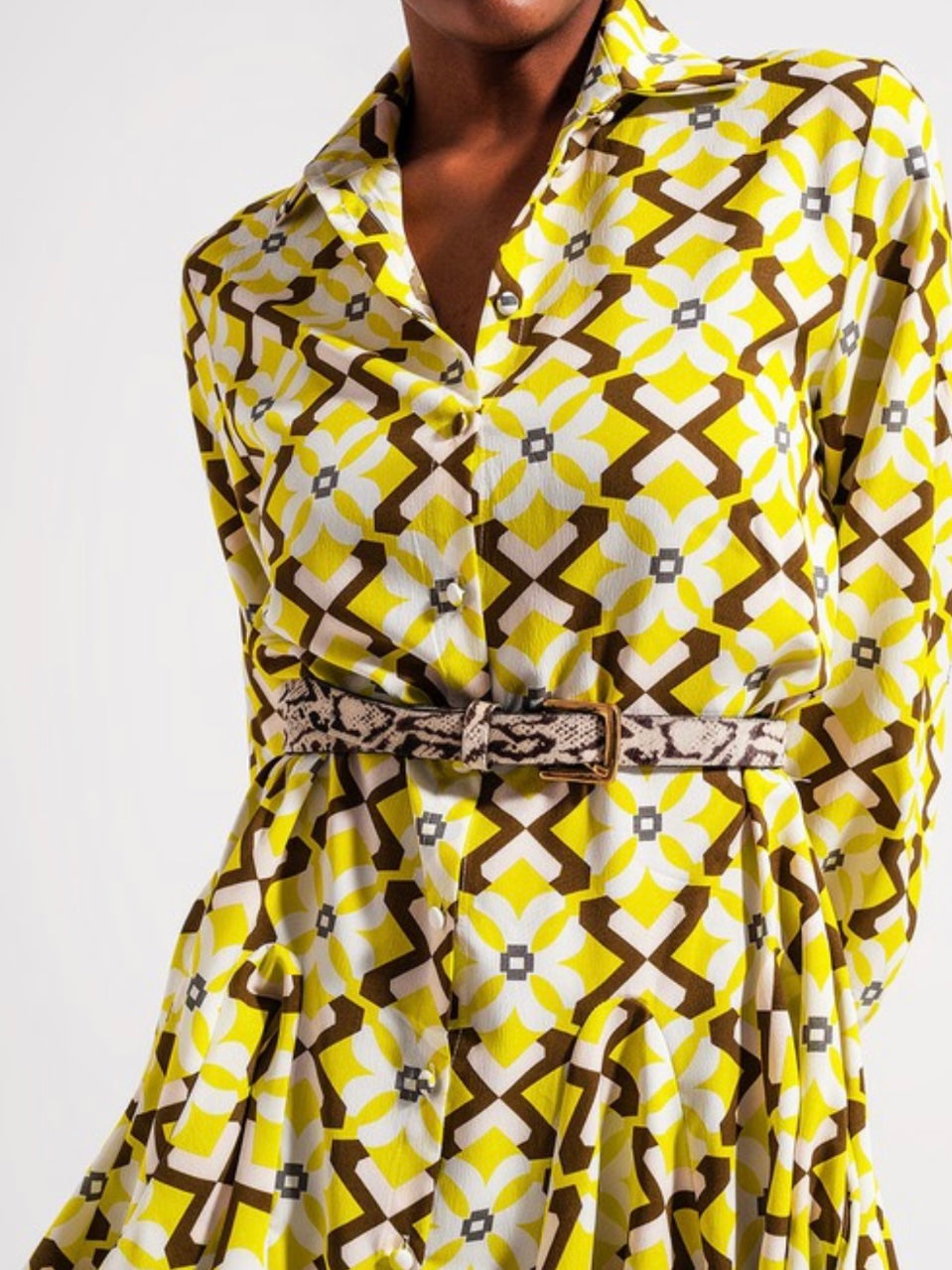 Yellow Tile Flare Short Dress
