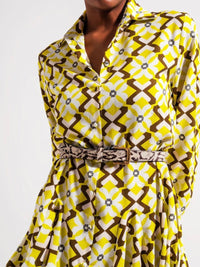 Yellow Tile Flare Short Dress