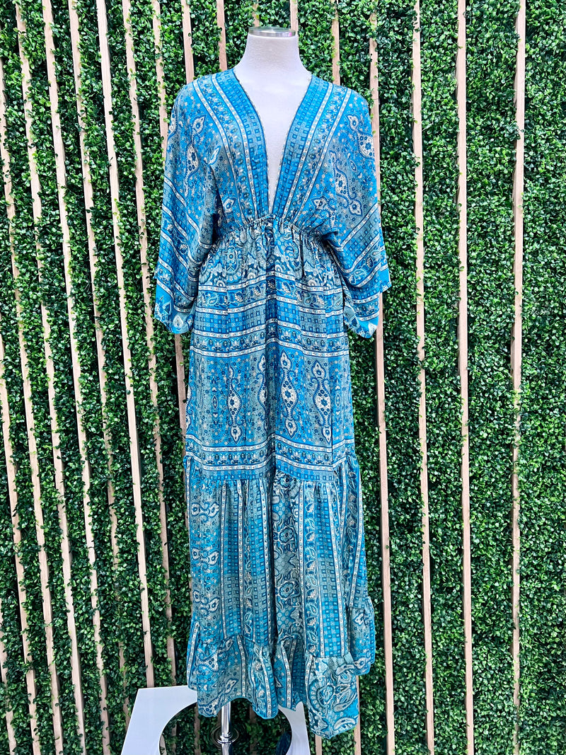 Boho Kimono Sleeve Maxi