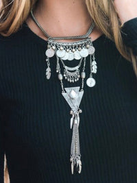 Coins & Fringe Statement Multilayer Necklace