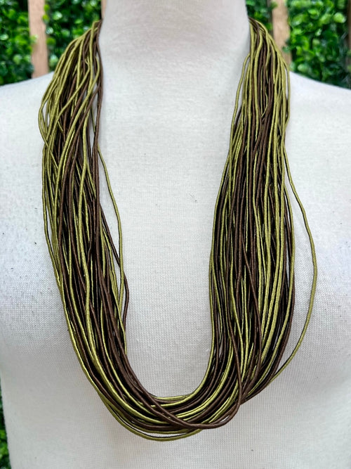 Olive Tone Multi Strand Necklace