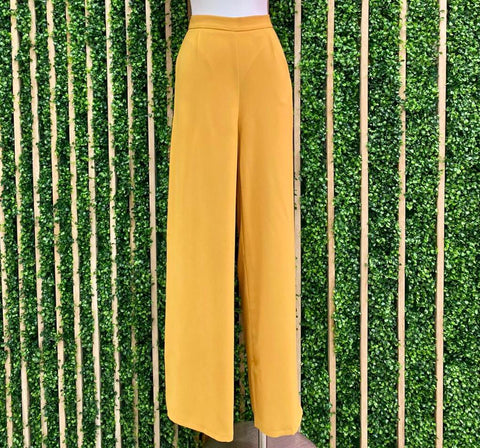 Yellow Brushstroke Flower Midi Skirt