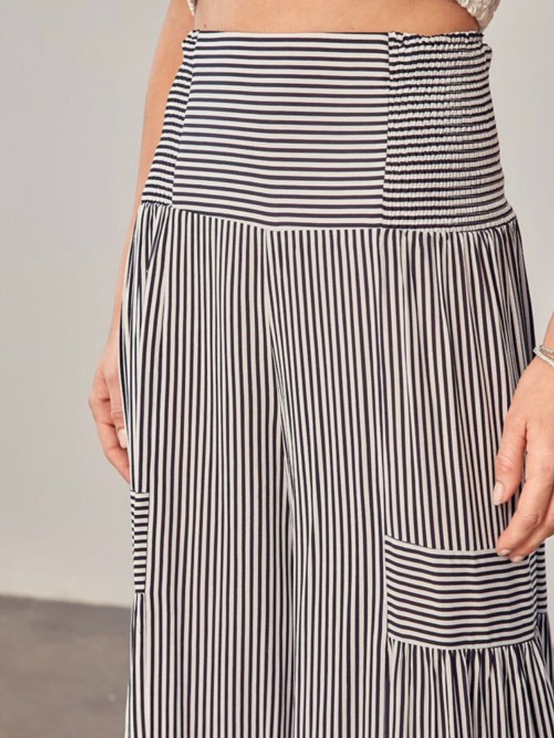 Stripe Tiered Wide Leg Palazzo
