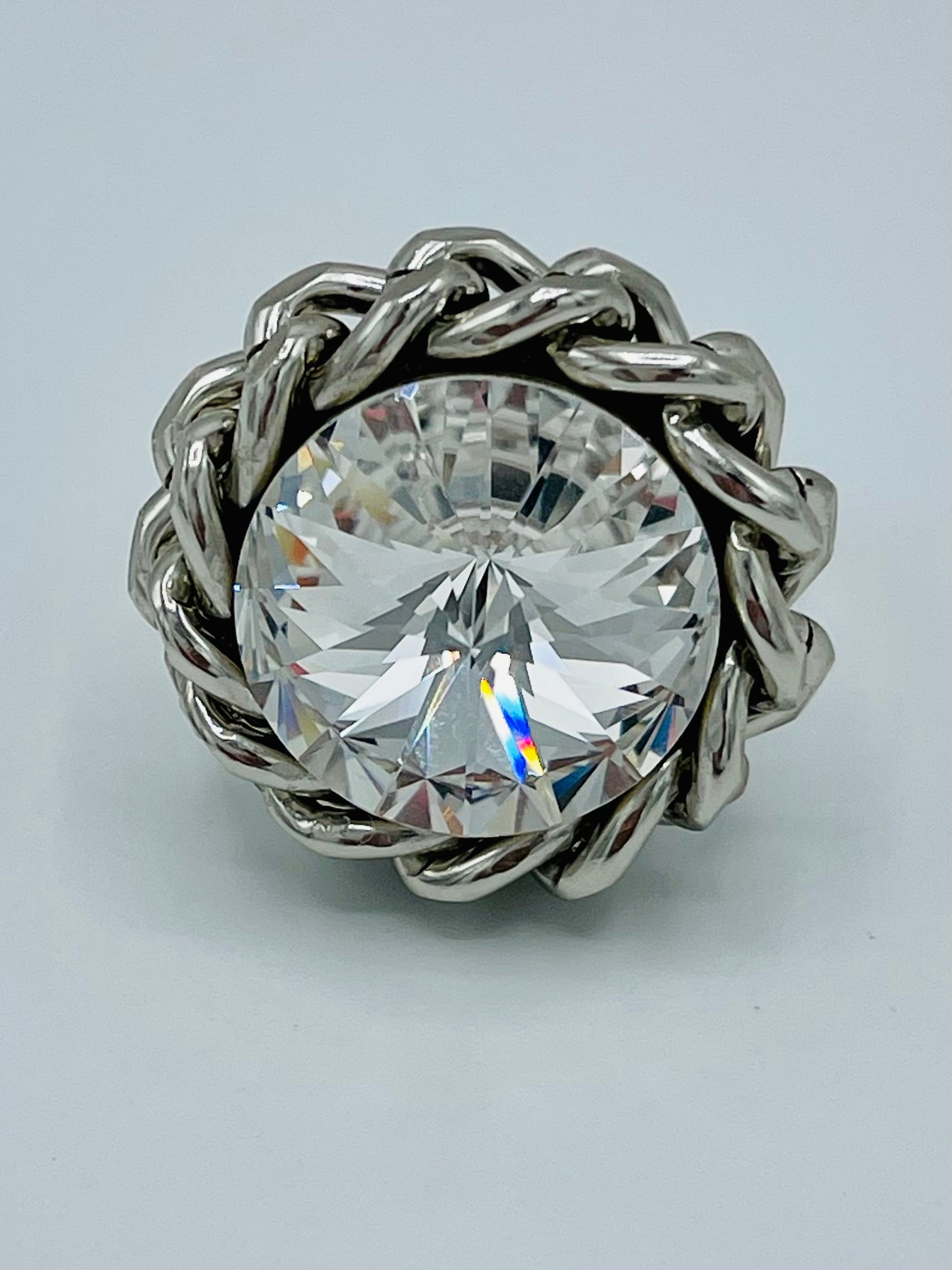 Large Crystal Chain Detail Ring