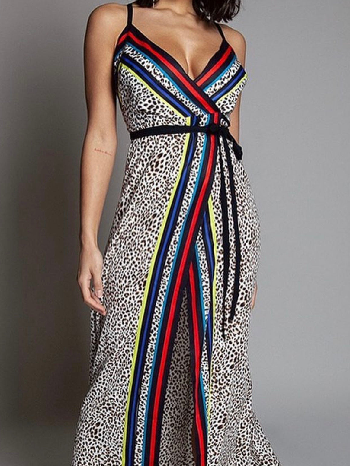Cheetah Stripes Detail Dress