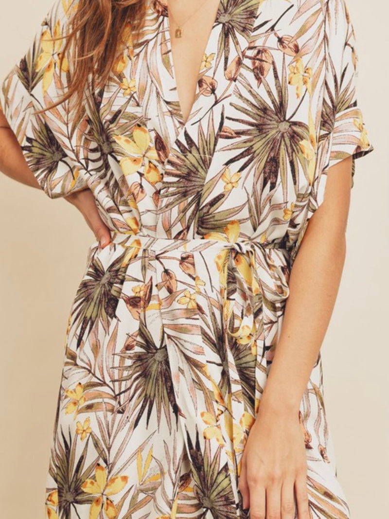 Tropical Kimono Short Dress