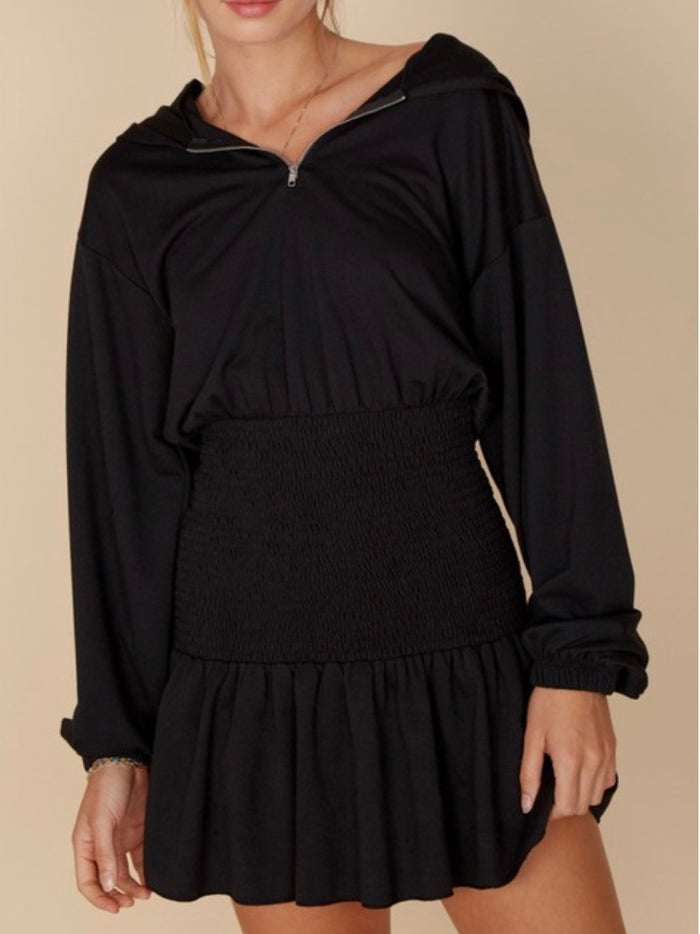 Jersye Smocked Hoodie Dress
