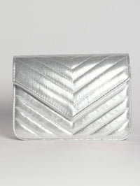 Silver Quilted Crossbody Bag