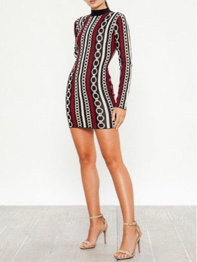 Red Black Bodycon Dress