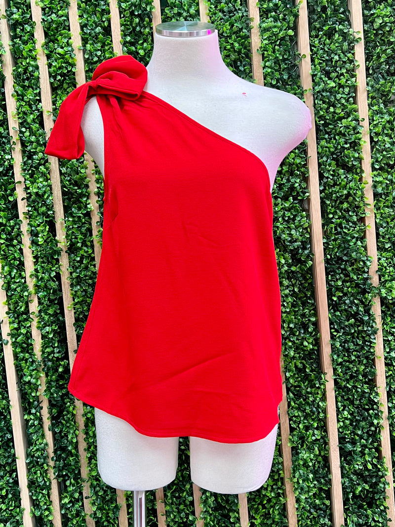 Red One Shoulder Top