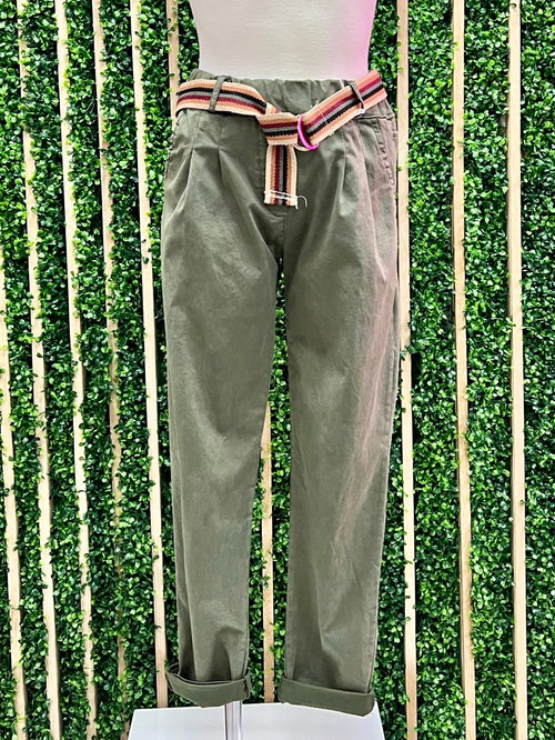 High Wiast Olive Crop Jogger