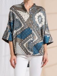 Navy Paisley Blouse
