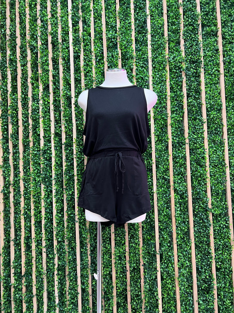 Black U Neck Romper