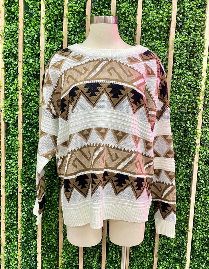 Mocha Combo Aztec Sweater