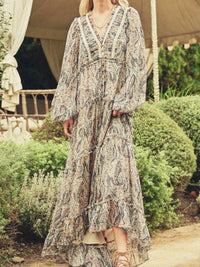 Ivory Blue Paisley Maxi Dress
