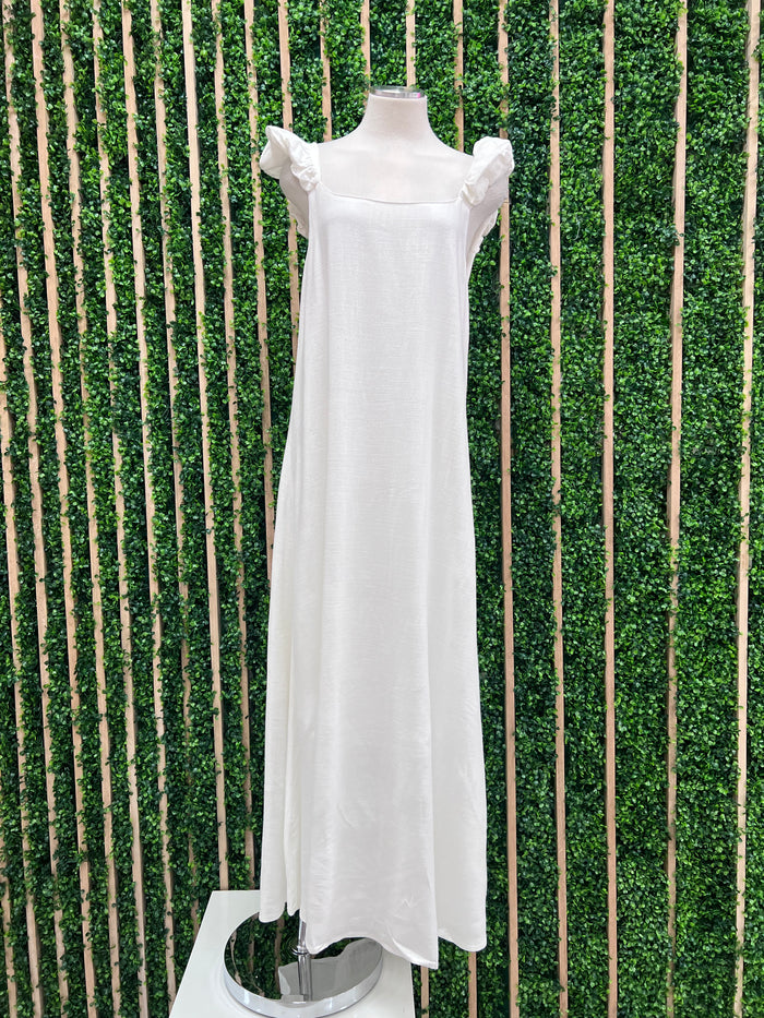 Delicate White Ruffled Maxi Dress