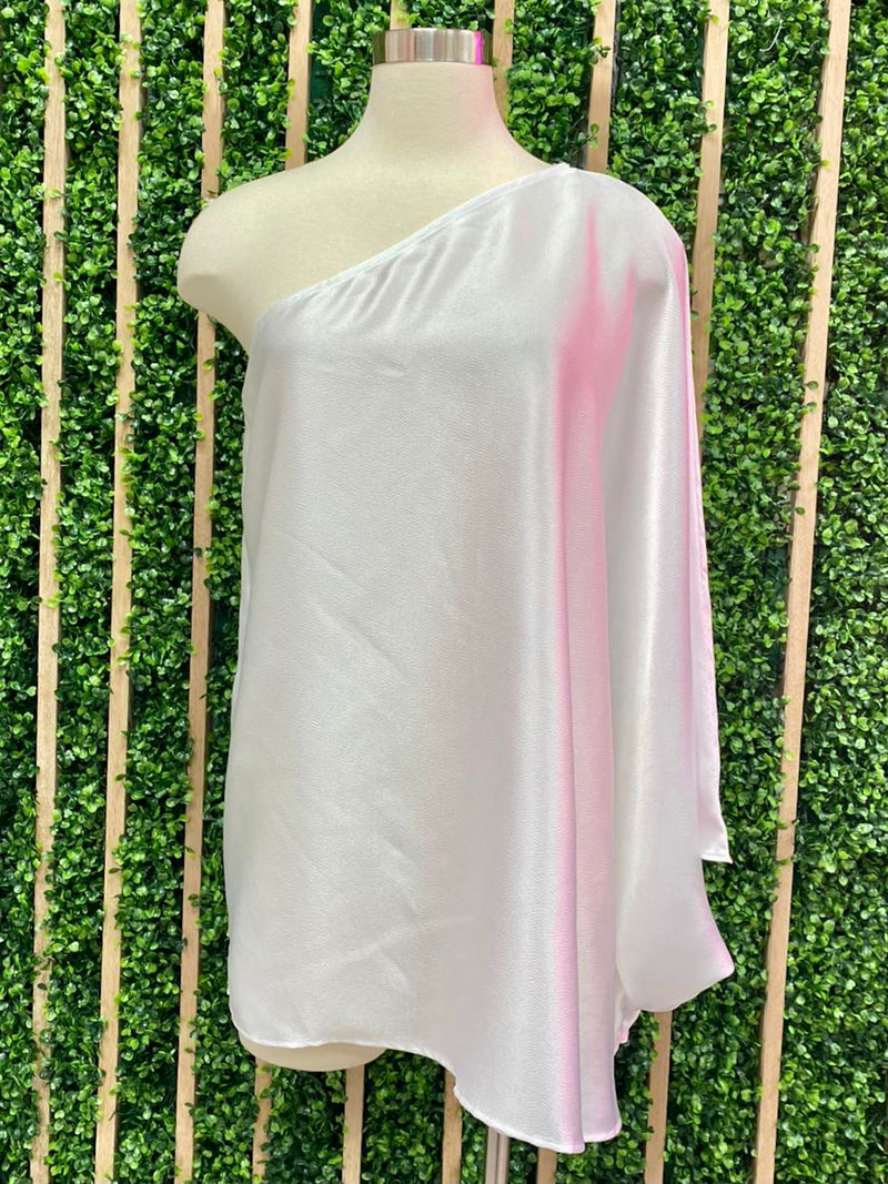 Hammered Satin One Shoulder Top