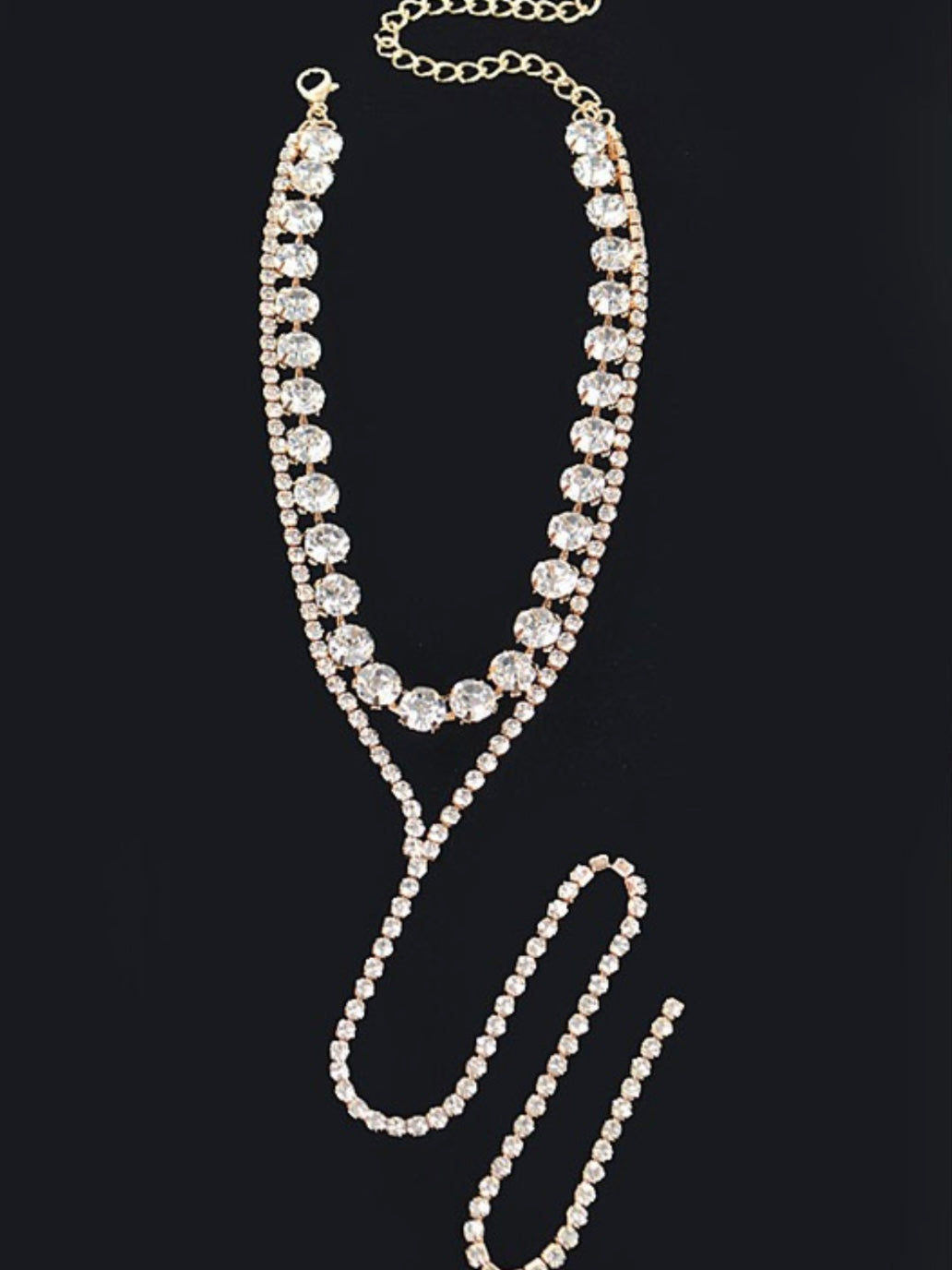 Rhinestone Lariat Double Necklace