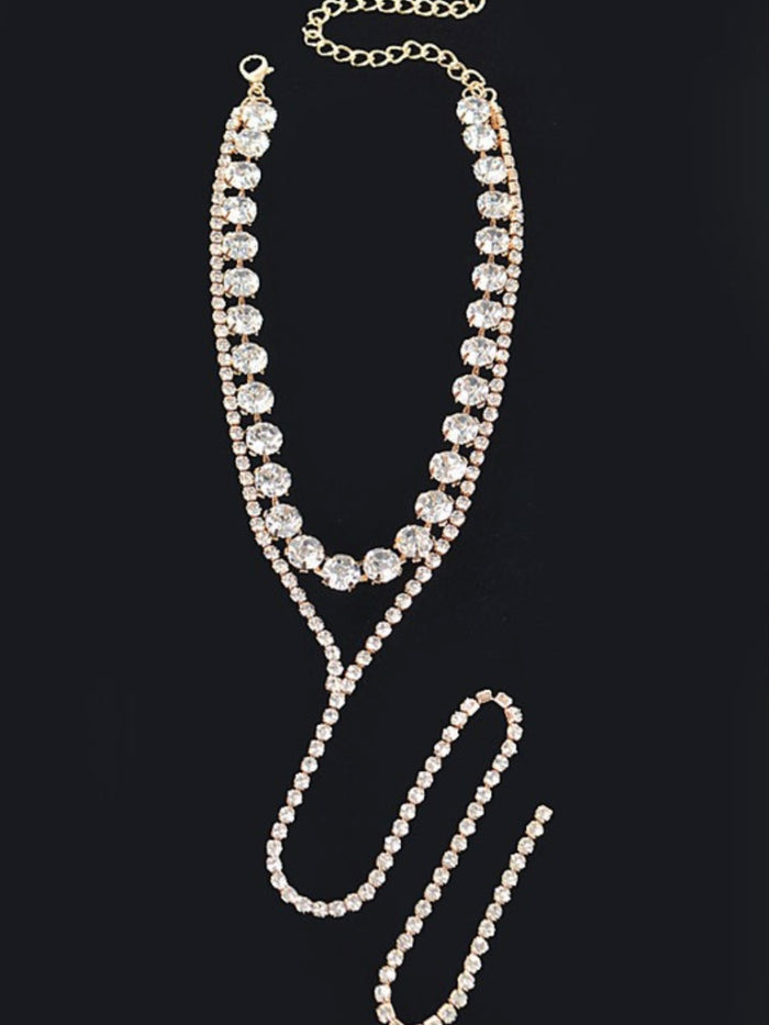 Rhinestone Lariat Double Necklace