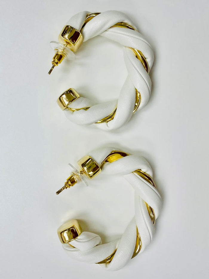 Twist of Luck Leather Hoop Earrings