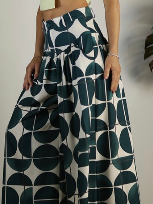 Dark Green GEo Wide Leg Pants