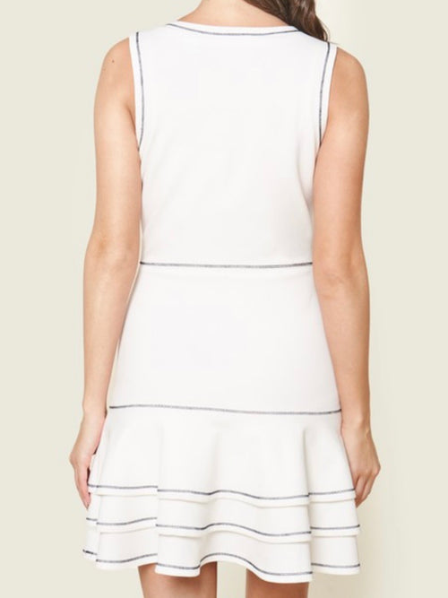 Trim Detail White Bodice Short Dress